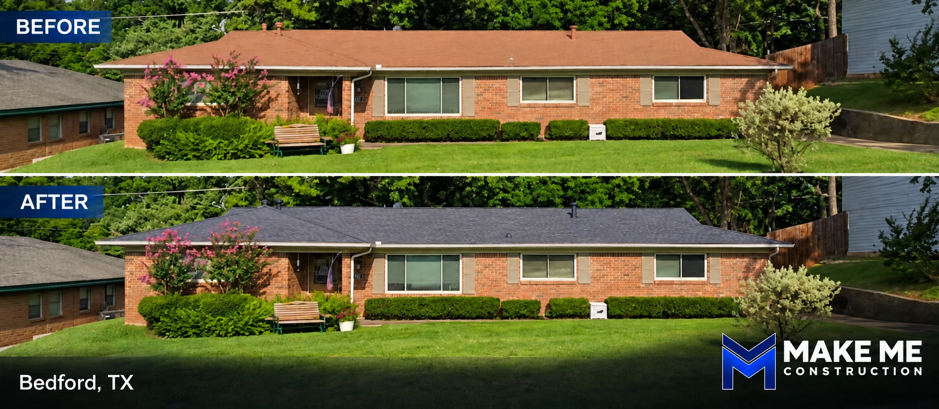 Roof Replacement Before & After — Bedford, TX