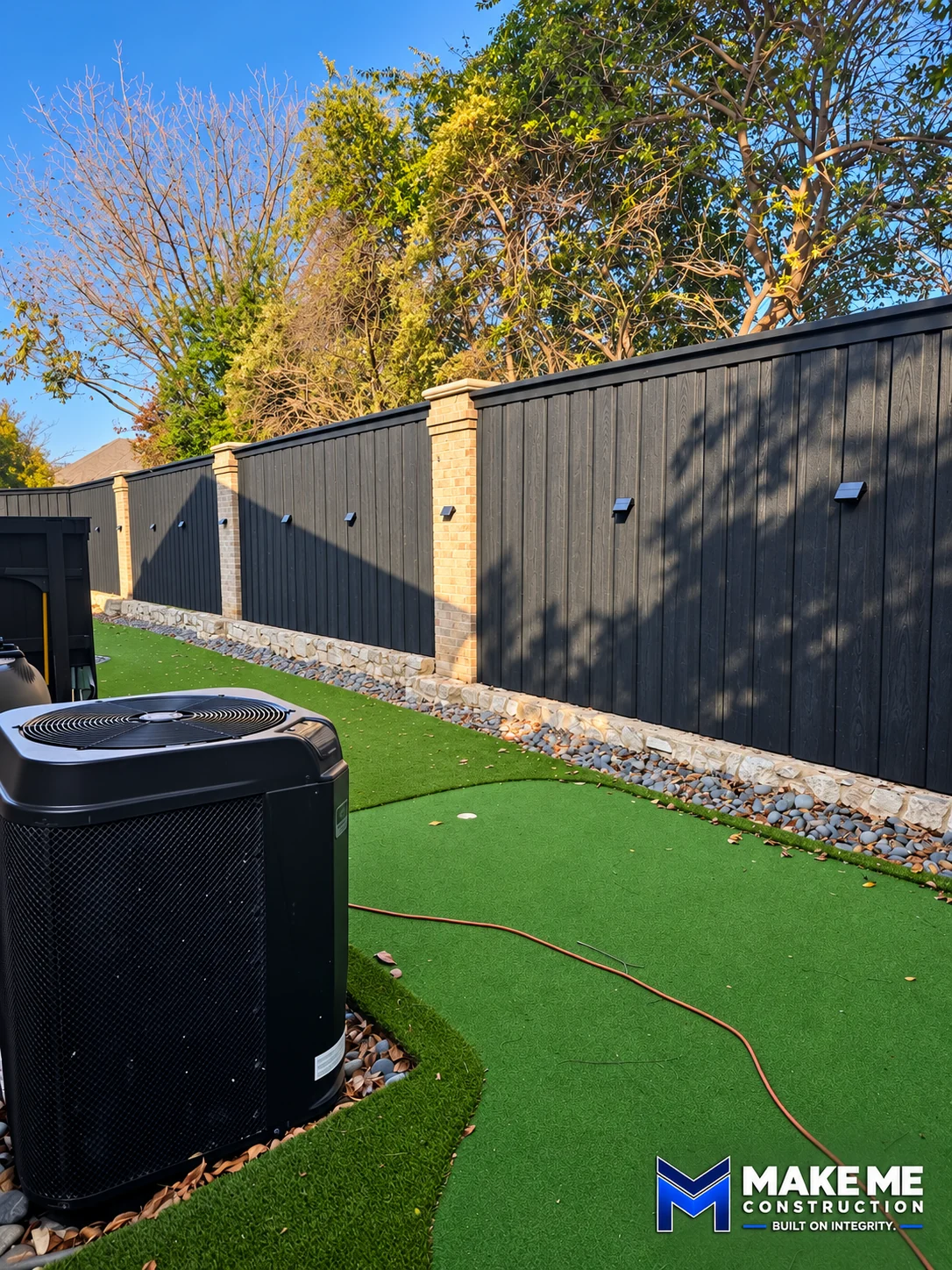 Dark Privacy Fence with Masonry Columns